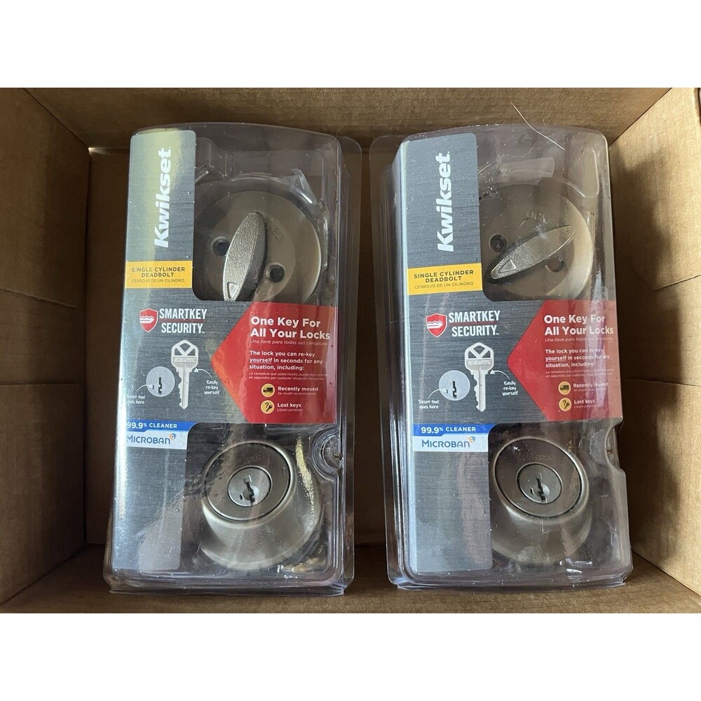2 Kwikset Security Satin Nickel-Single Cylinder Deadbolt 660 15 SMT CP K6 V2 NIB